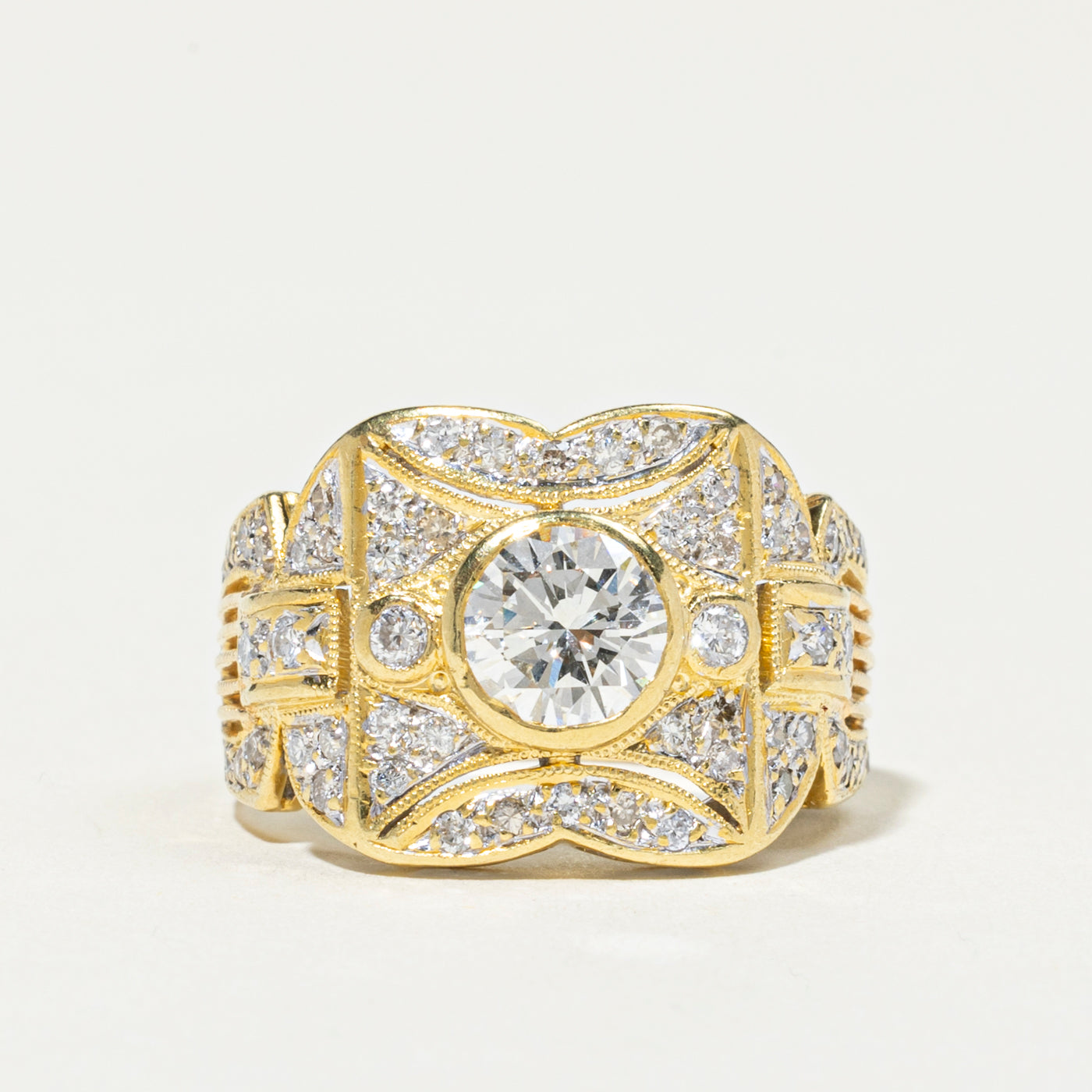 18k Bezel Set Diamond Cocktail Ring | 1.81ctw | SZ 7