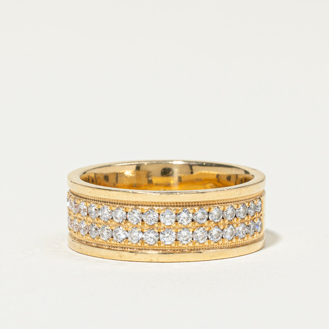 18k Semi Eternity Double Row Diamond Band | 1.14ctw | 8mm | SZ 10