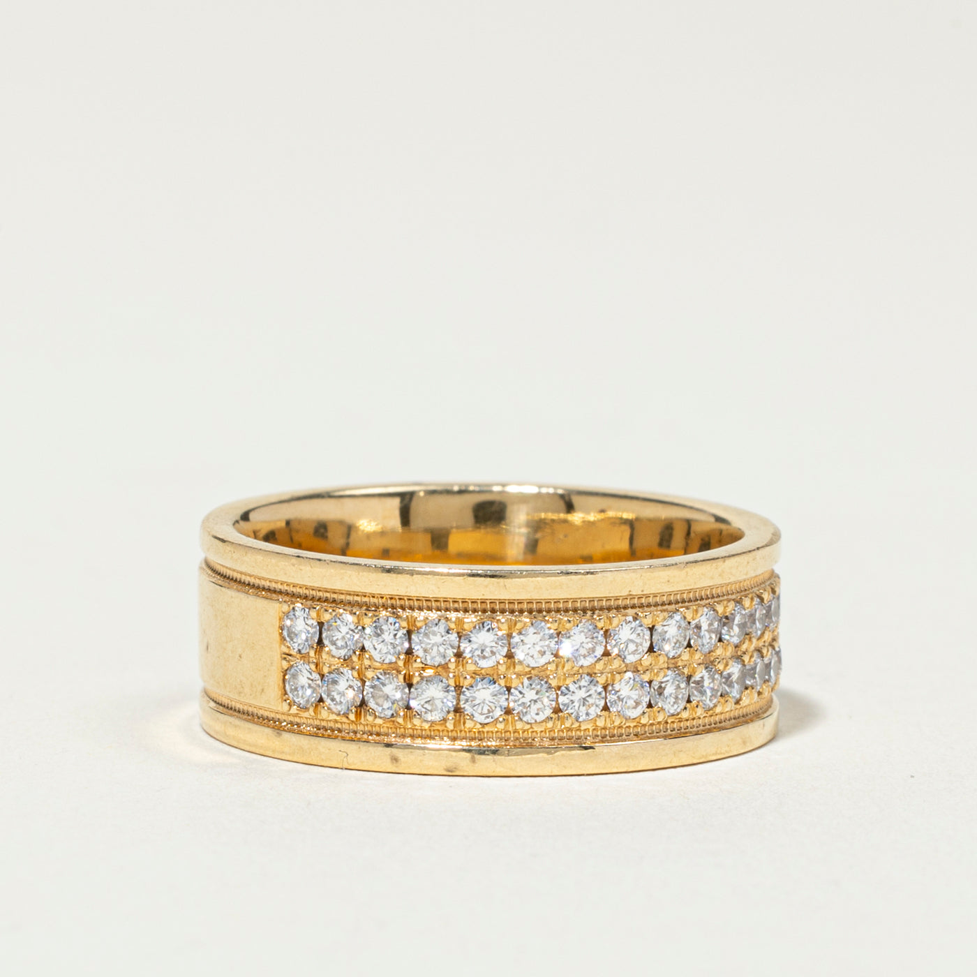 18k Semi Eternity Double Row Diamond Band | 1.14ctw | 8mm | SZ 10