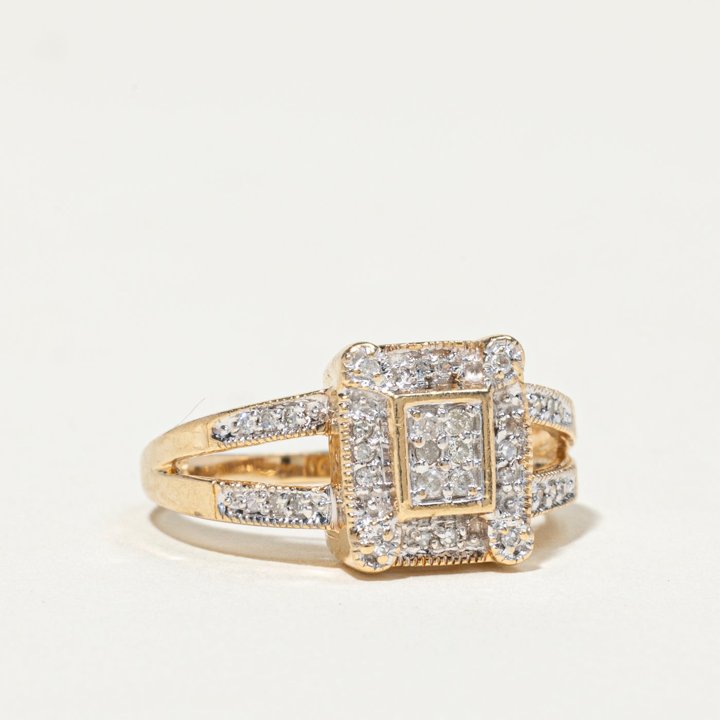 Pave Set Diamond Rectangle Cluster Ring | 0.24ctw | SZ 8.75