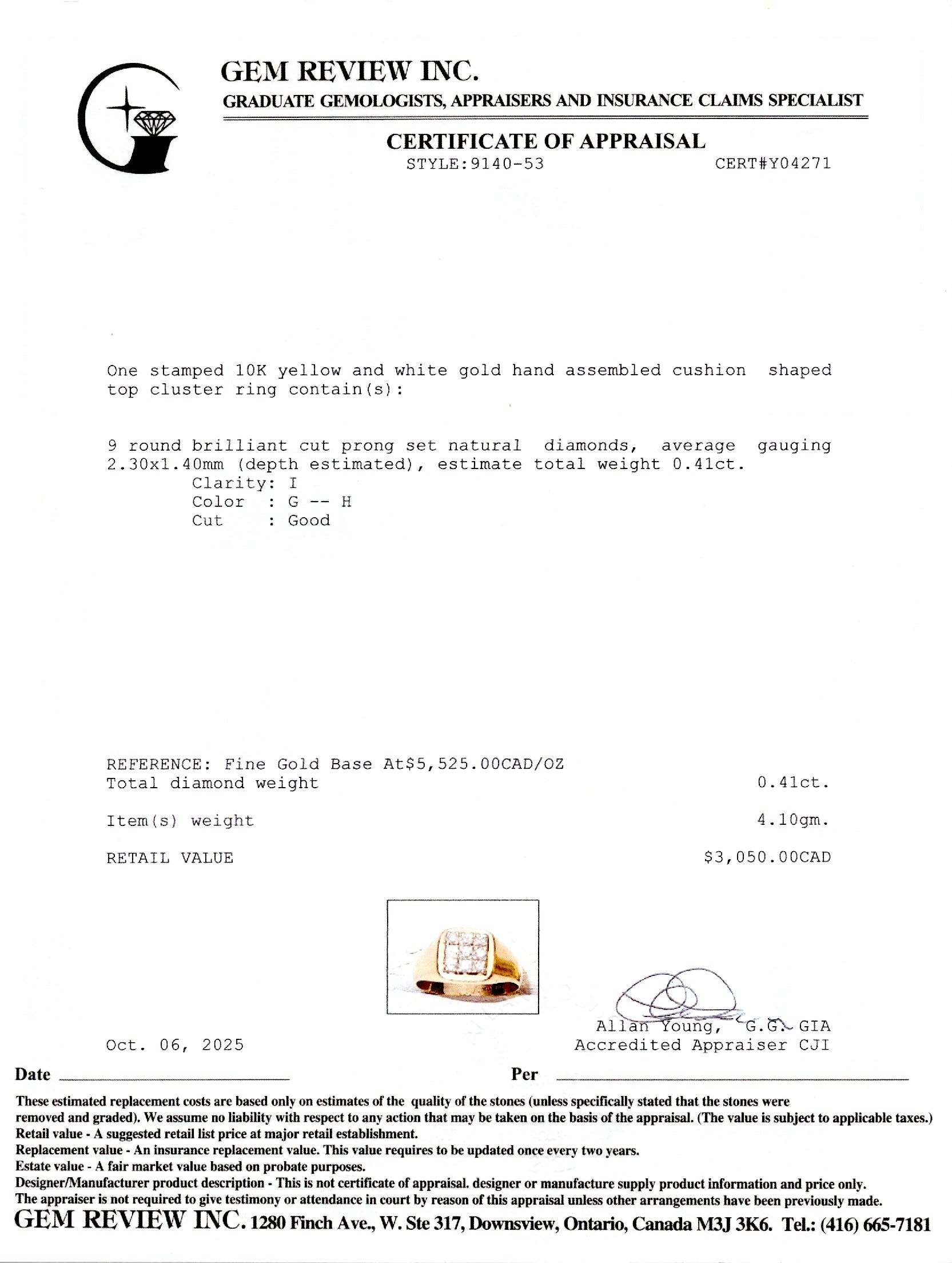 Diamond Grid Signet Ring | 0.41ctw | SZ 9