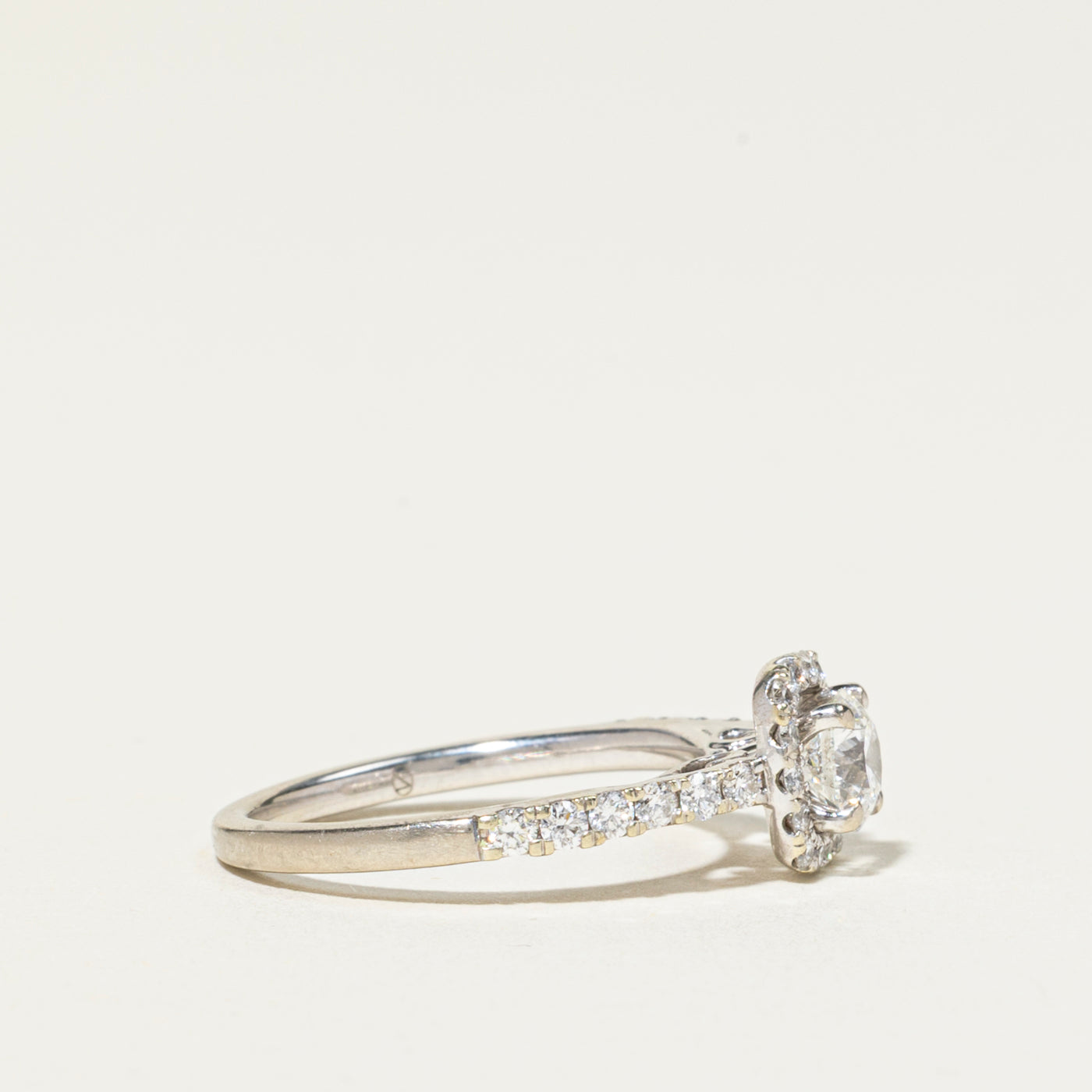 Round Brilliant Cut Diamond Halo Engagement Ring | 0.48ct I1 E/F, 0.31ctw | SZ 5.5