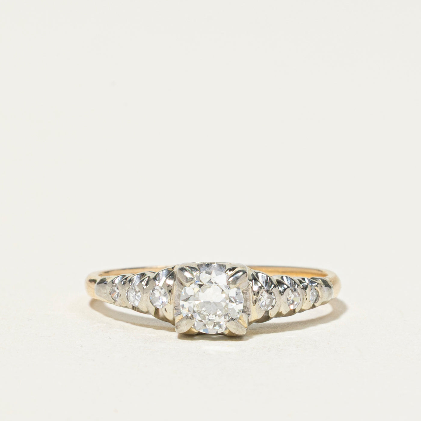 Two Tone Gold Old European Cut Diamond Ring | 0.36ctw | SZ 5.5