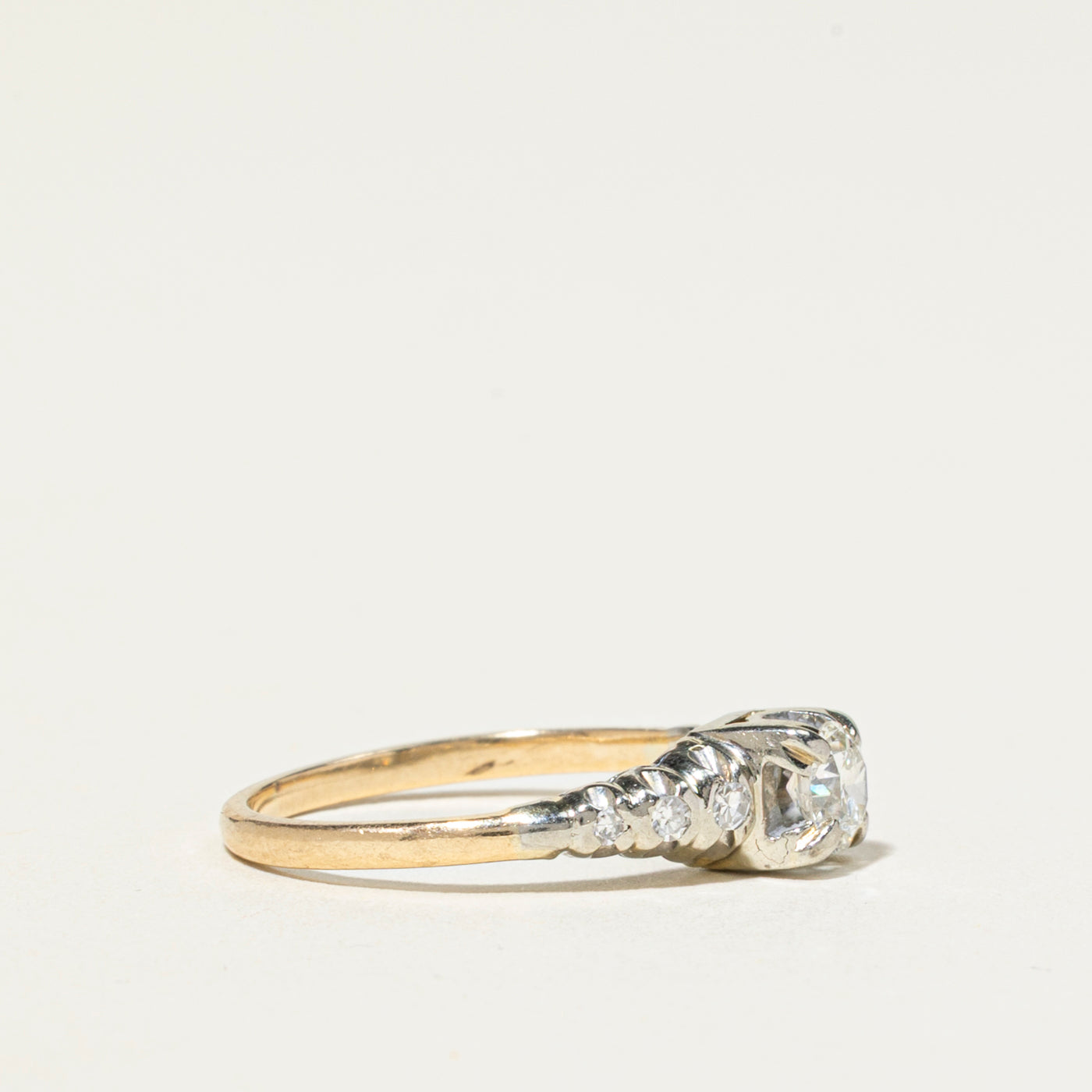 Two Tone Gold Old European Cut Diamond Ring | 0.36ctw | SZ 5.5