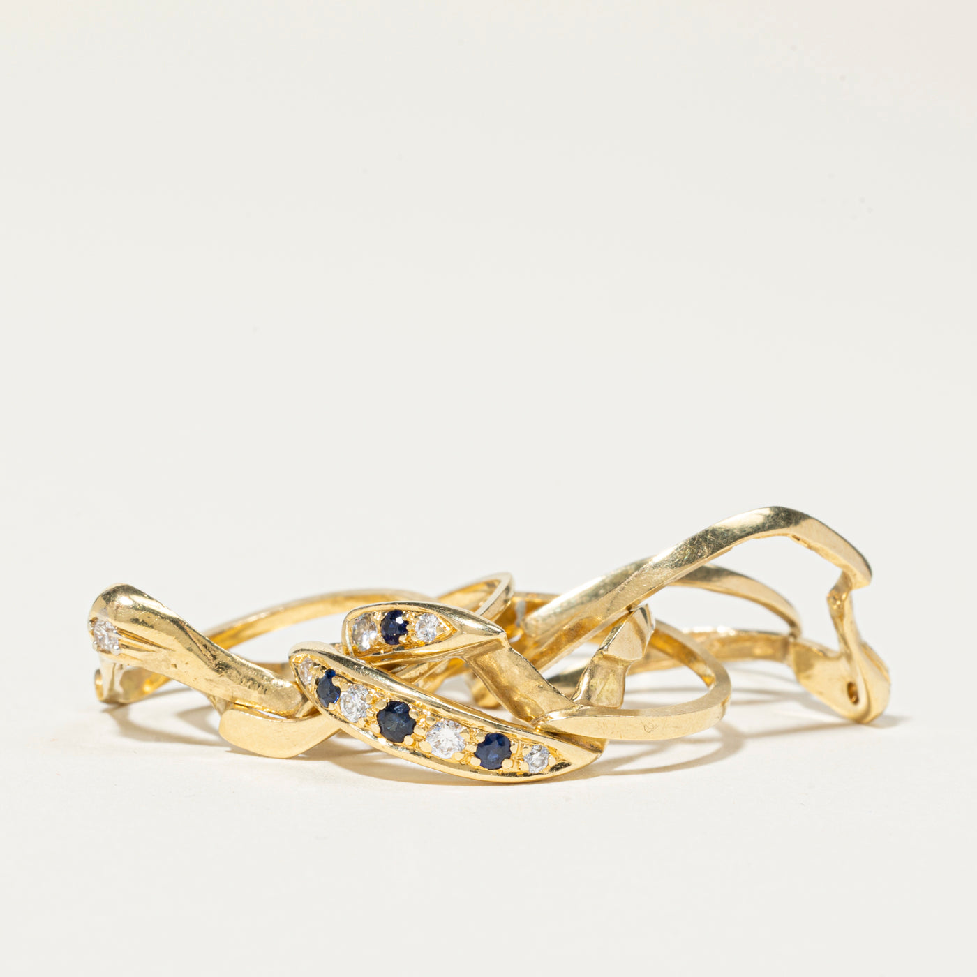 18k Sapphire & Diamond Puzzle Ring | 0.23ctw, 0.30ctw | SZ 8.25