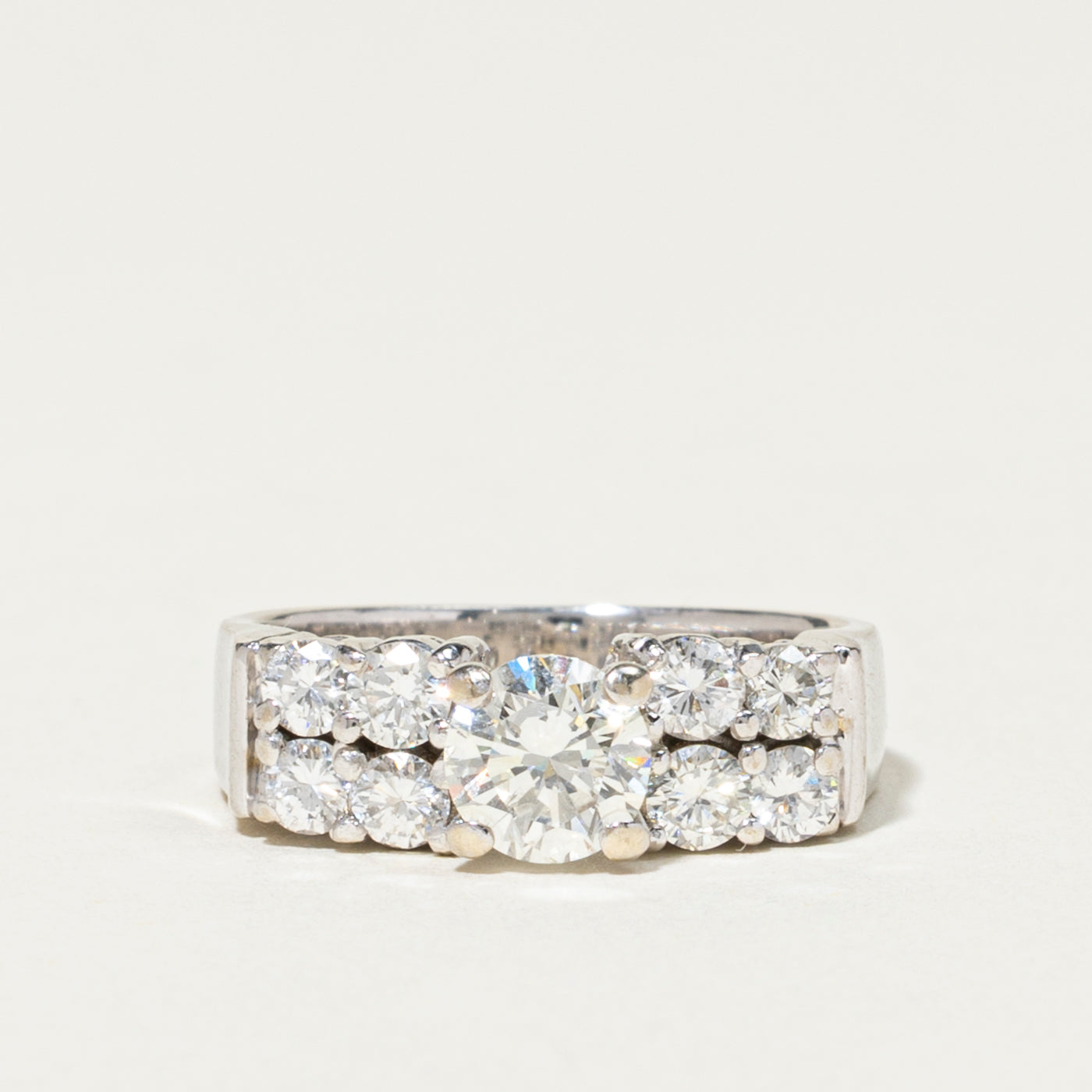 Round Brilliant Cut Diamond Accented Engagement Ring | 0.62ct VS2 H/I, 0.56ctw | SZ 5.25