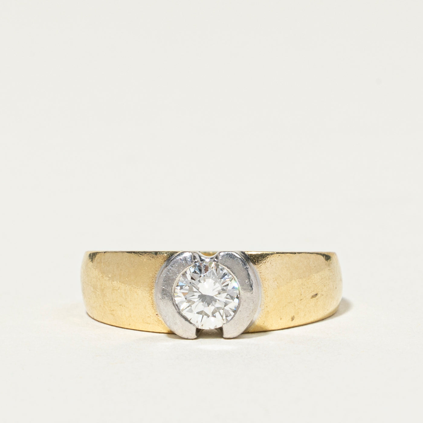 18k Two Tone Semi Bezel Set Diamond Ring | 0.50ct VVS2 F/G | SZ 6