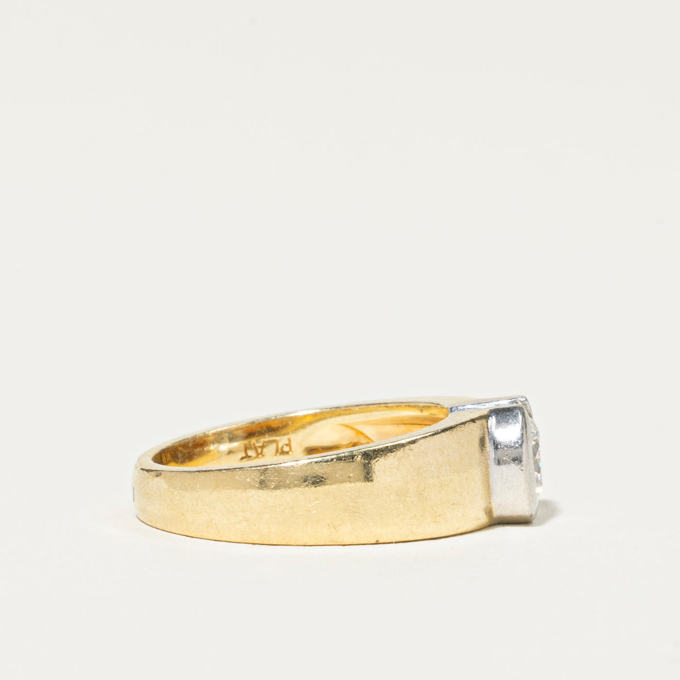 18k Two Tone Semi Bezel Set Diamond Ring | 0.50ct VVS2 F/G | SZ 6