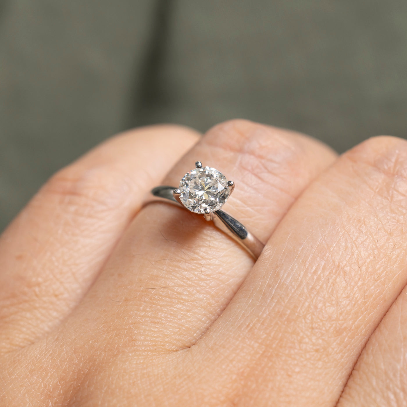 Round Brilliant Cut Solitaire Diamond Ring | 1.00ct I1 J | SZ 6.75