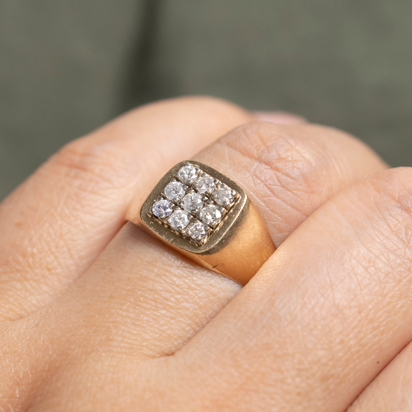Diamond Grid Signet Ring | 0.41ctw | SZ 9