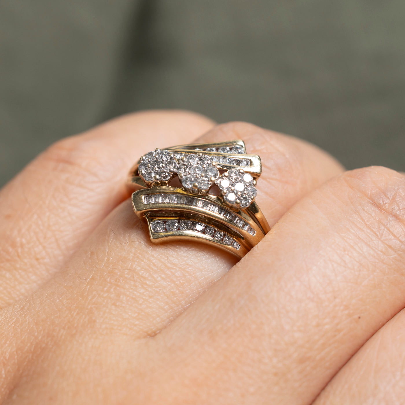 Diamond Clusters Bypass Ring | 0.68ctw | SZ 7