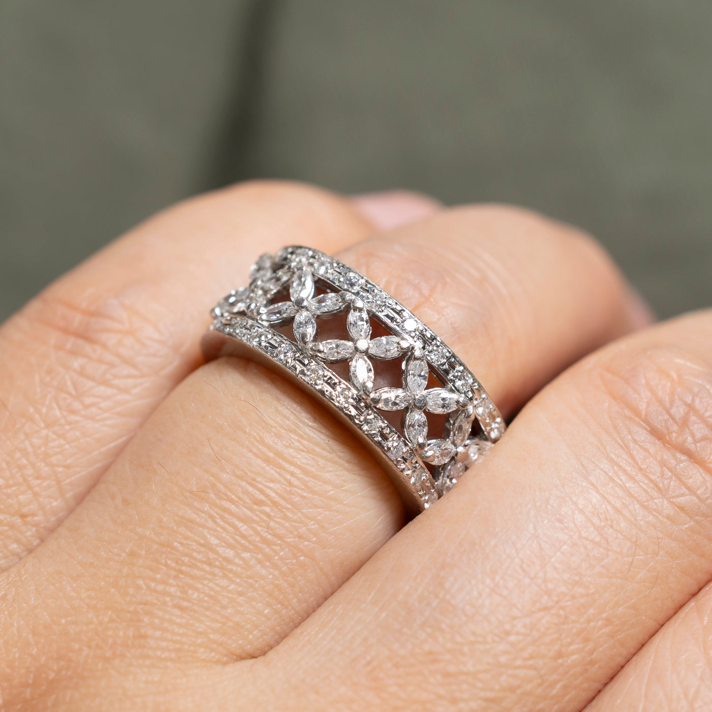 950 Platinum Marquise Cut Diamond Band | 0.85ctw | 9mm | SZ 5.5