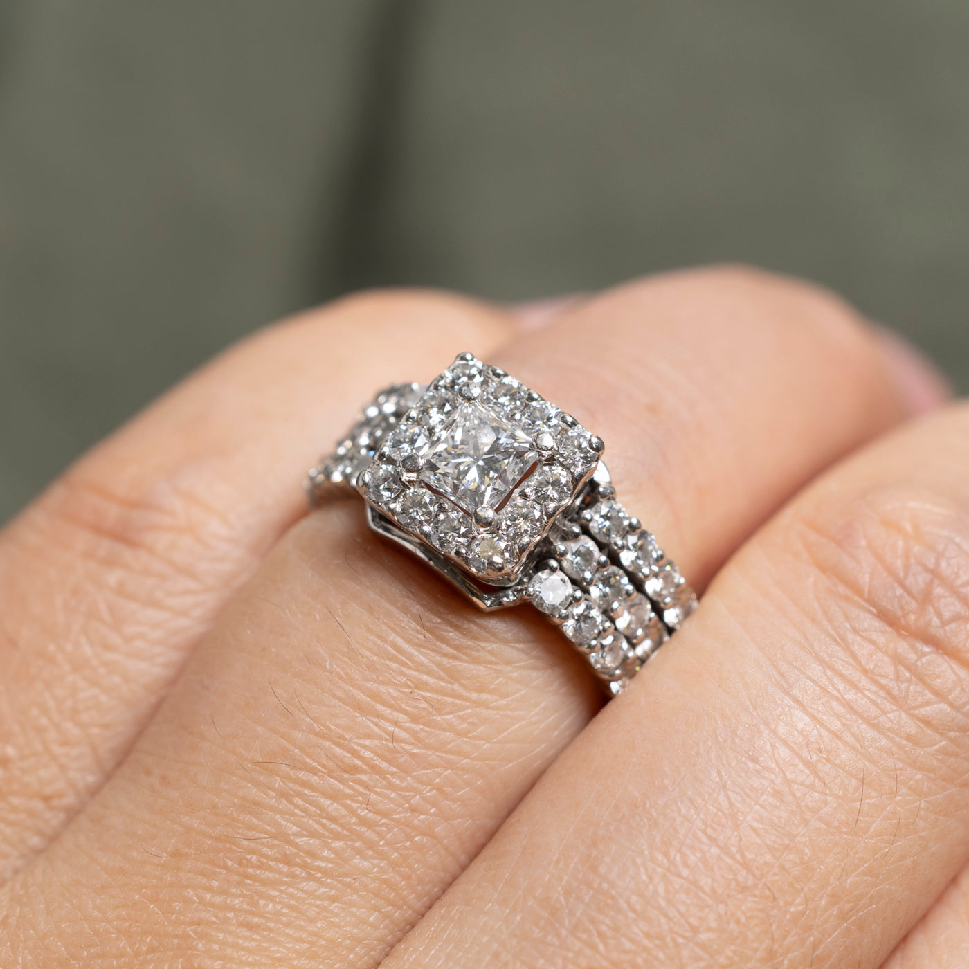 950 Platinum Princess Cut Diamond Halo Ring | 2.47ctw | SZ 5.25