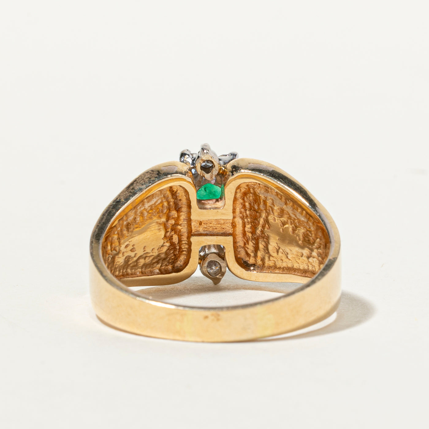 Pear Cut Emerald & Diamond Accented Ring | 0.21ct, 0.36ctw | SZ 9.5
