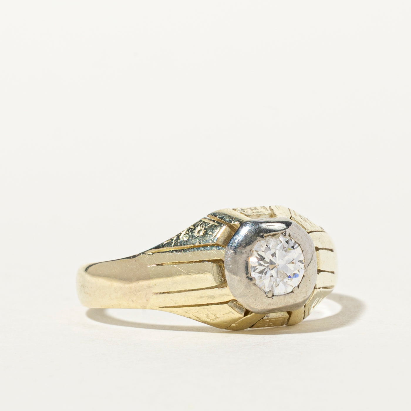 Two Tone Solitaire Diamond Ring | 0.31ct | SZ 8.5