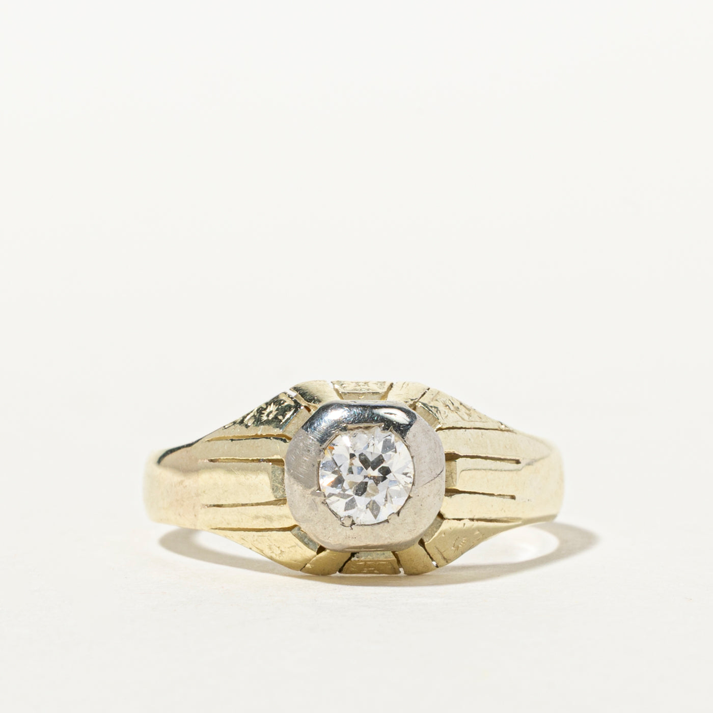 Two Tone Solitaire Diamond Ring | 0.31ct | SZ 8.5