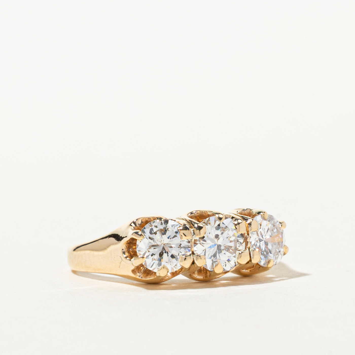 Belcher Set Three Stone Diamond Ring | 1.27ctw | SZ 5.5