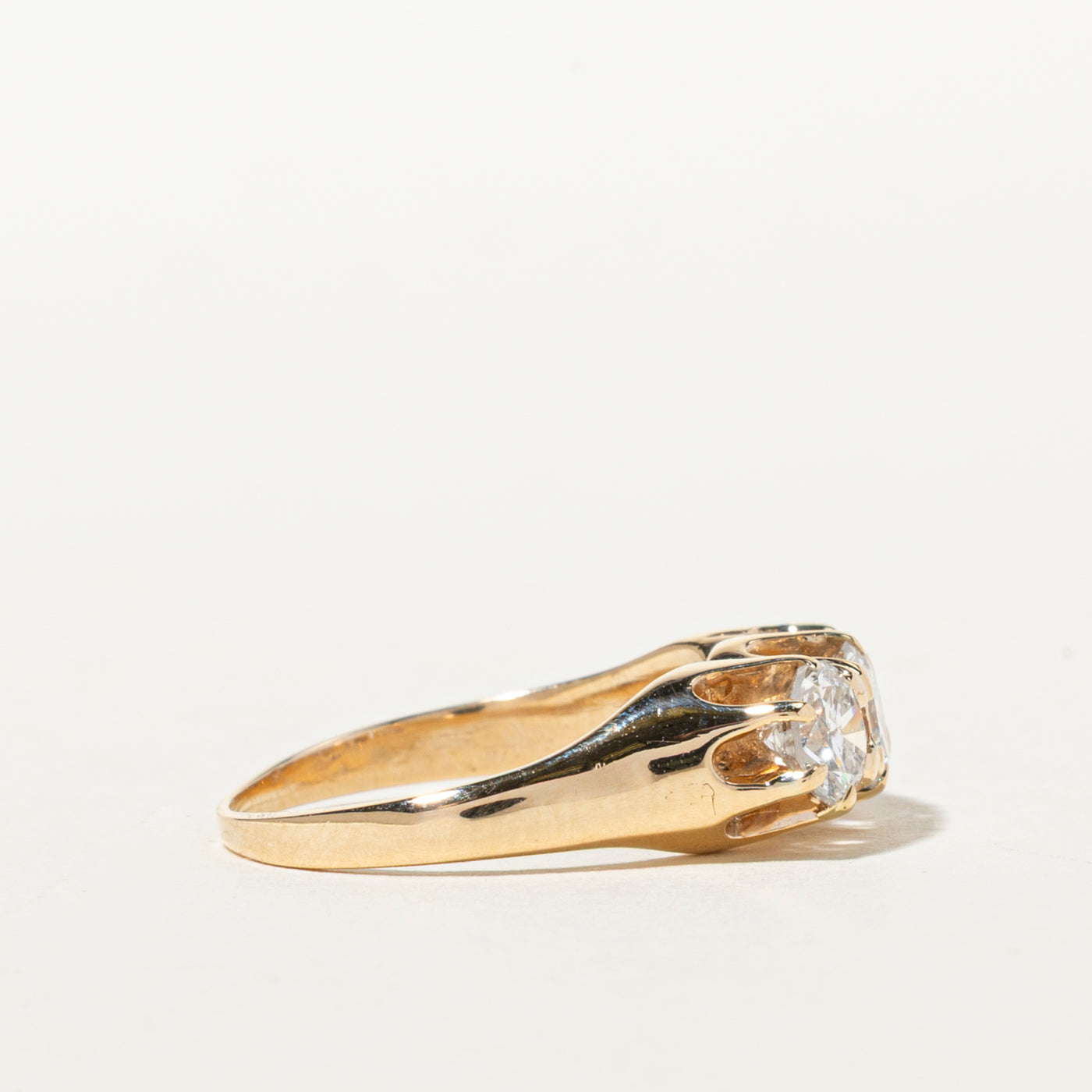 Belcher Set Three Stone Diamond Ring | 1.27ctw | SZ 5.5