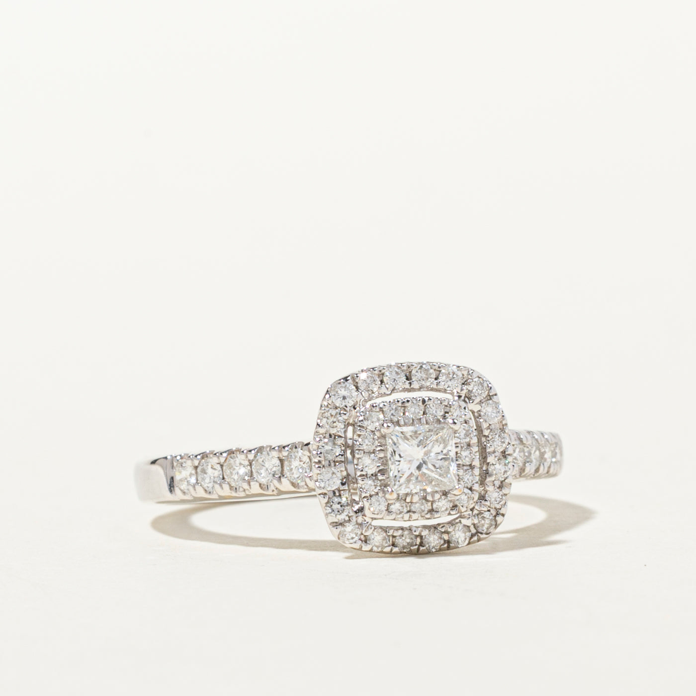 Princess Cut Diamond Double Halo Ring | 0.52ctw | SZ 7
