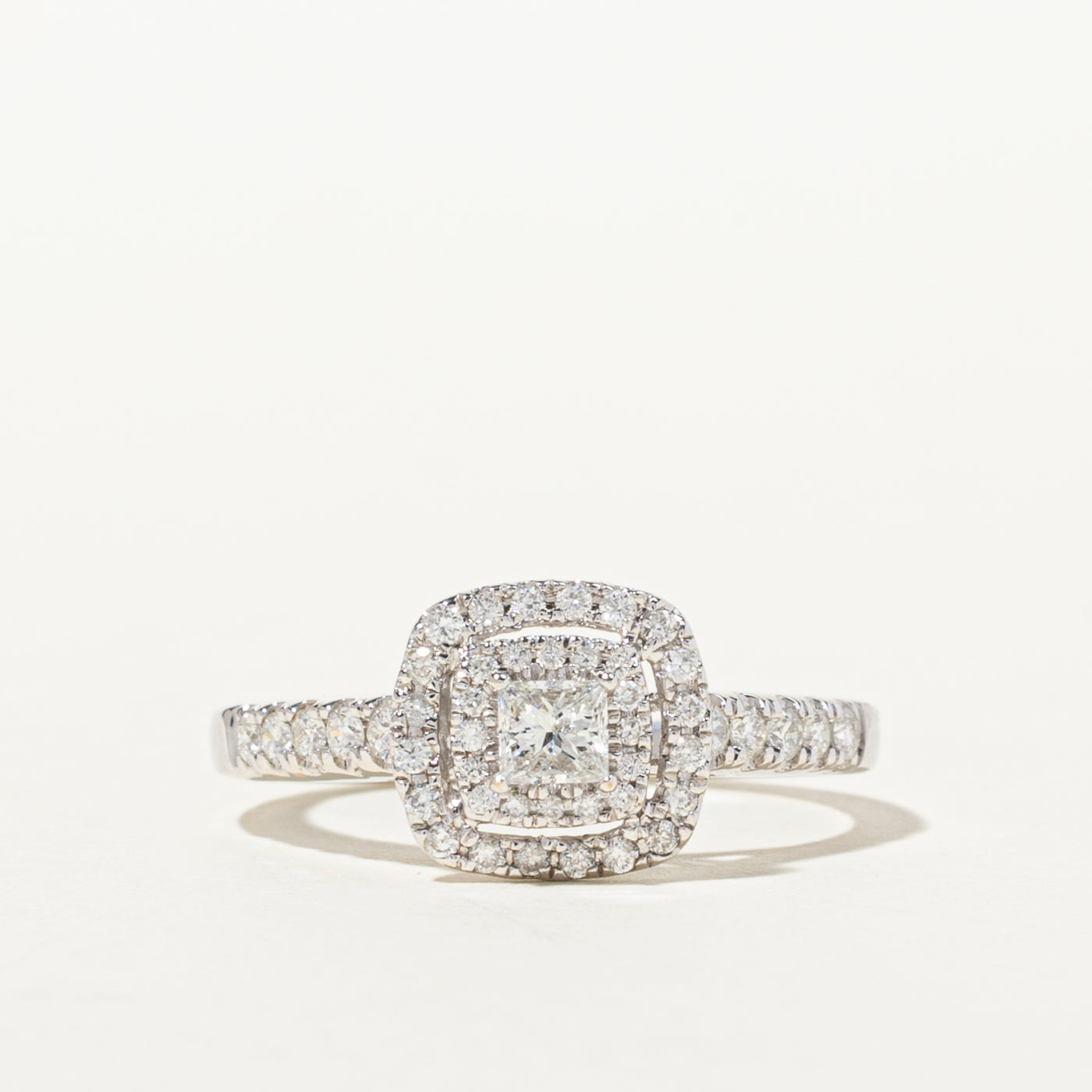 Princess Cut Diamond Double Halo Ring | 0.52ctw | SZ 7
