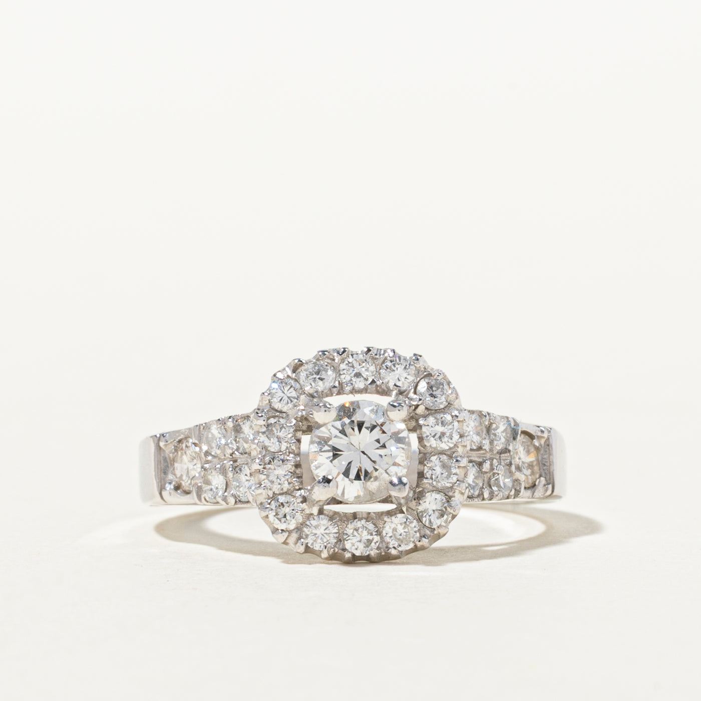 18k Diamond Open Halo Engagement Ring | 0.89ctw | SZ 6