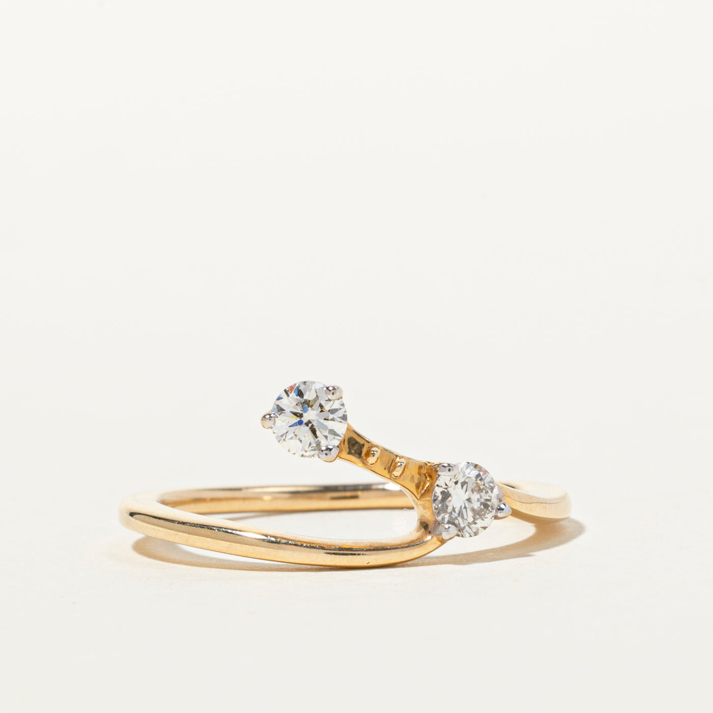 Two Stone Diamond Bypass Ring | 0.32ctw | SZ 7