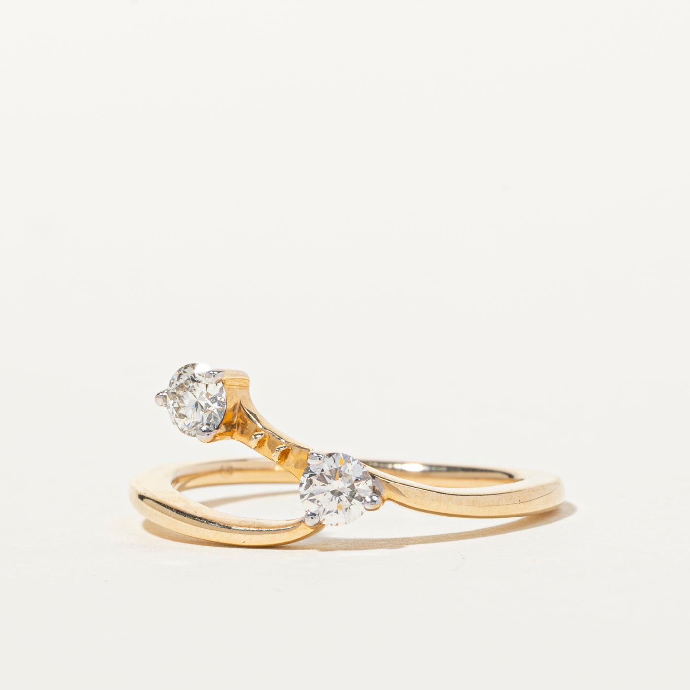 Two Stone Diamond Bypass Ring | 0.32ctw | SZ 7