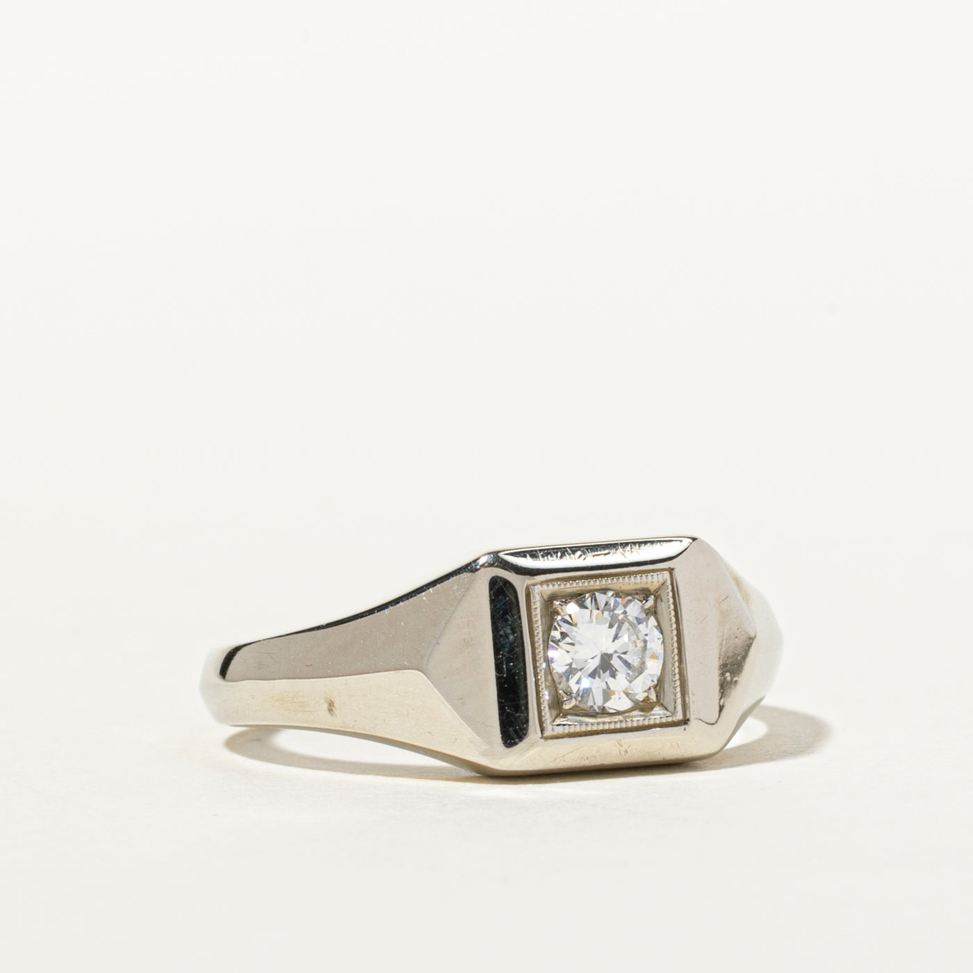 Solitaire Diamond Signet Ring | 0.25ct | SZ 7.5