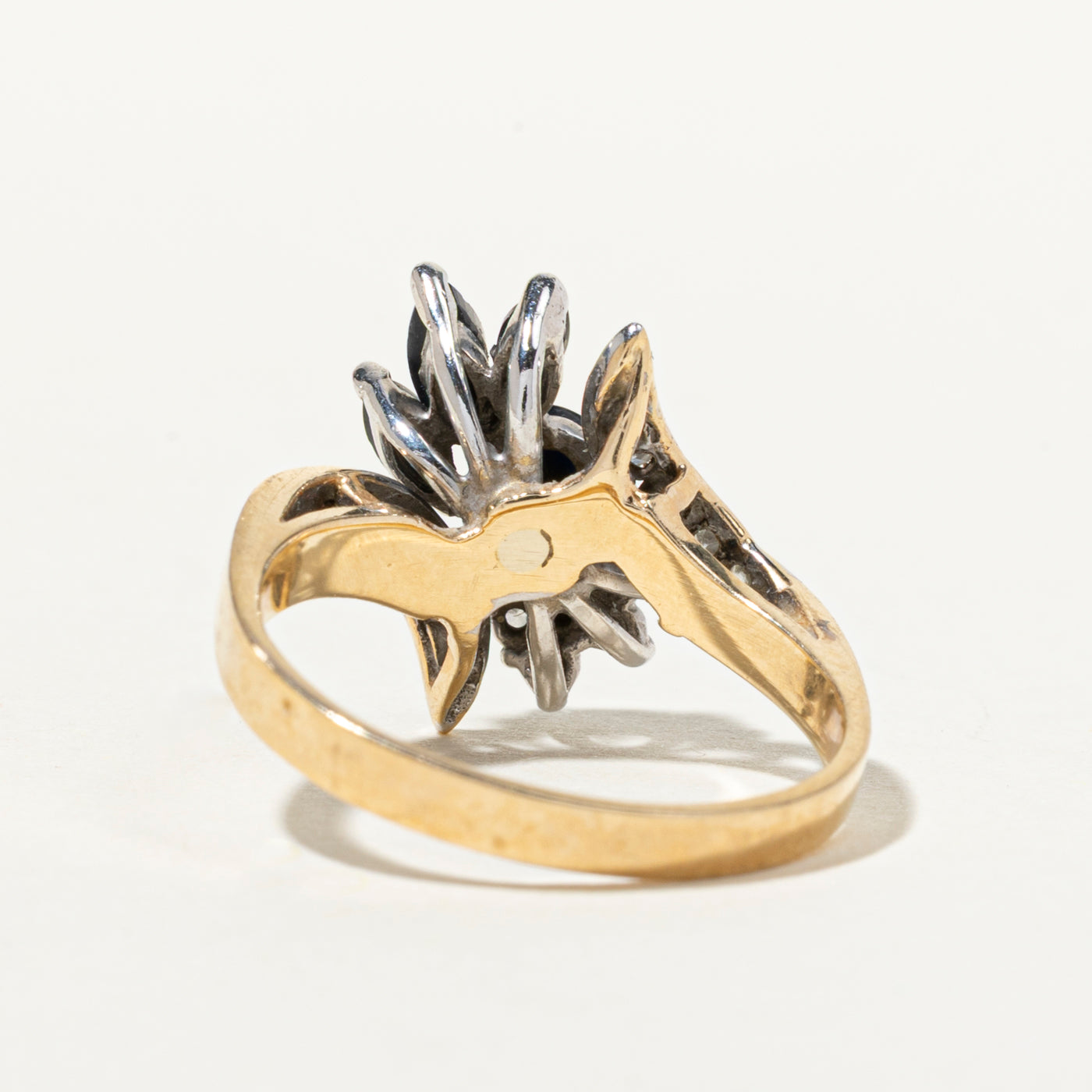 Multi Cut Sapphire & Diamond Cluster Bypass Ring | 0.88ctw, 0.23ctw | SZ 7