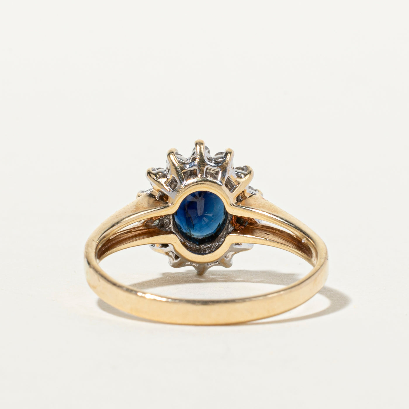 Oval Cut Sapphire & Diamond Petal Halo Ring | 0.67ct, 0.21ctw | SZ 7.5