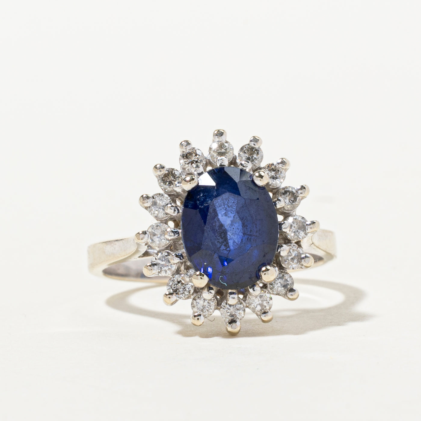 Oval Cut Sapphire & Diamond Petal Ring | 2.80ct, 0.50ctw | SZ 5.5