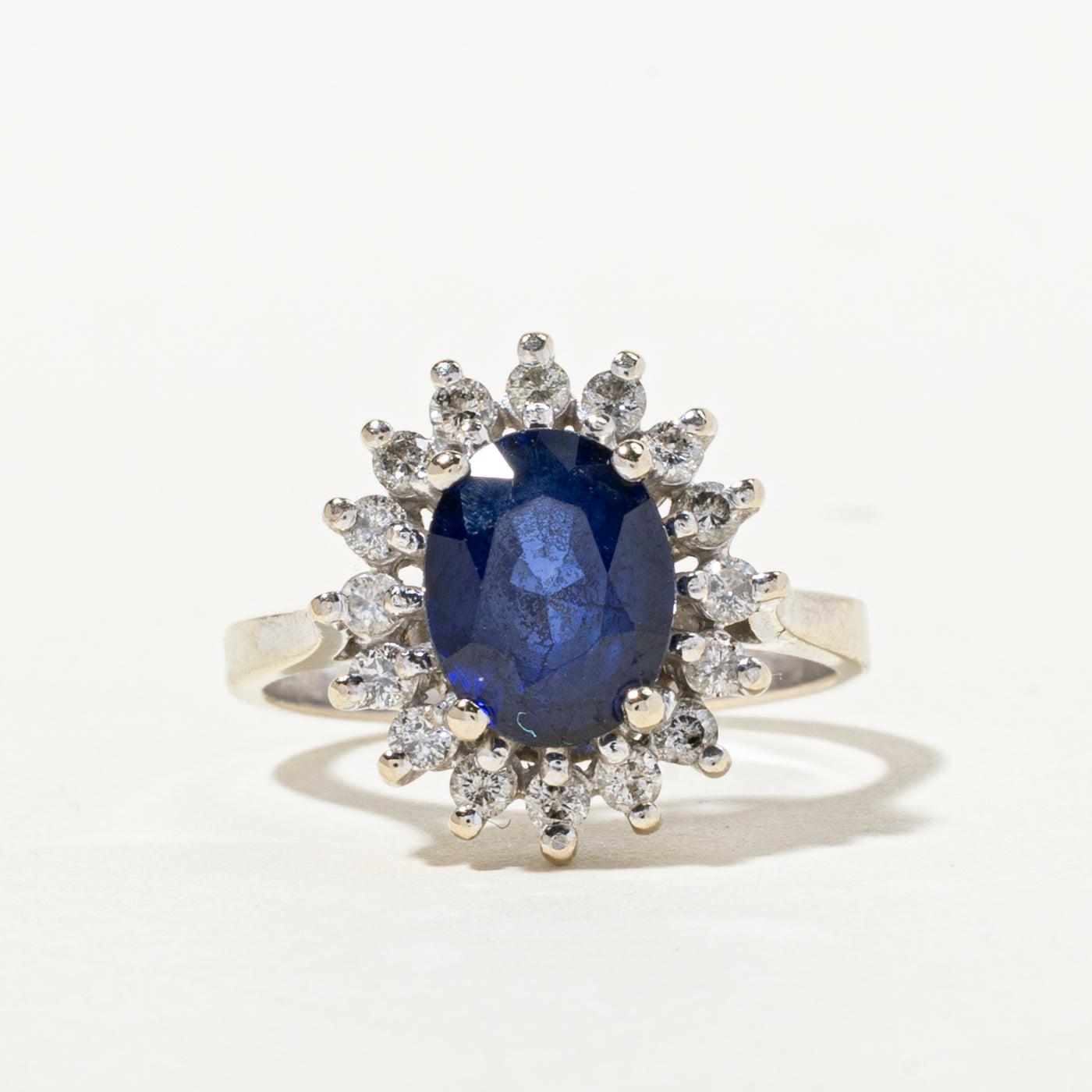 Oval Cut Sapphire & Diamond Petal Ring | 2.80ct, 0.50ctw | SZ 5.5