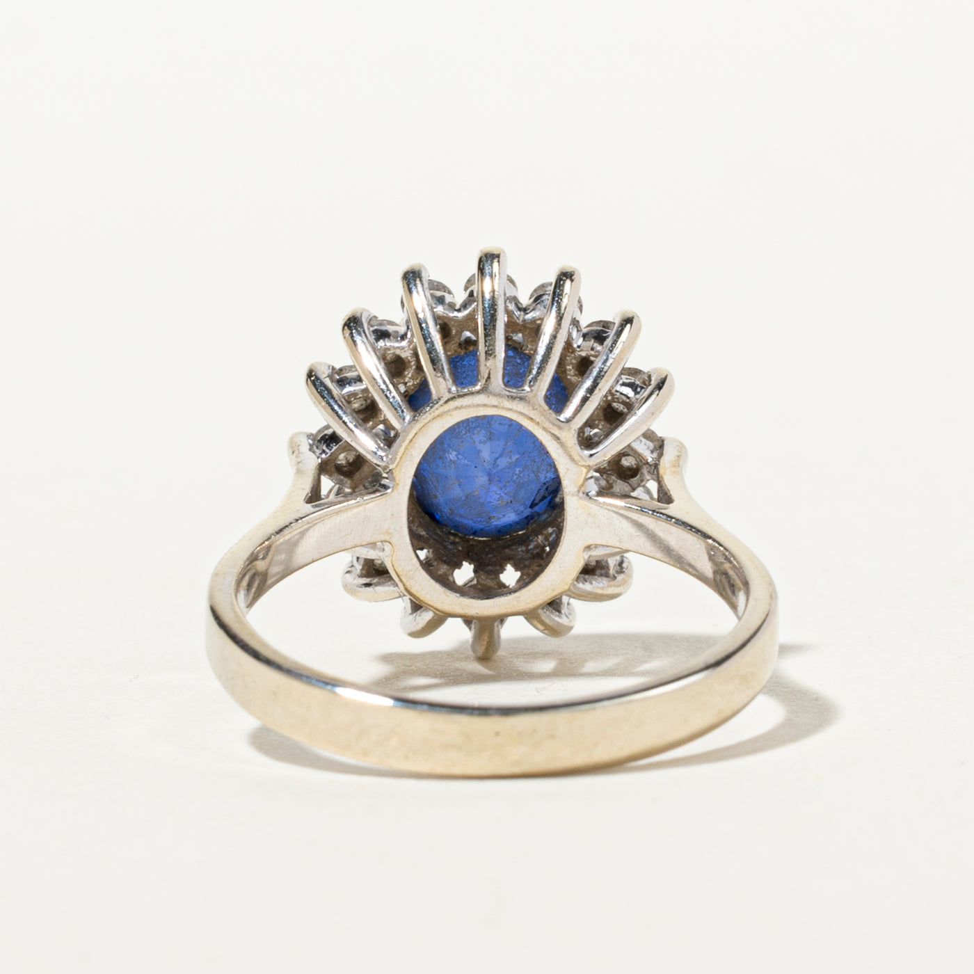 Oval Cut Sapphire & Diamond Petal Ring | 2.80ct, 0.50ctw | SZ 5.5