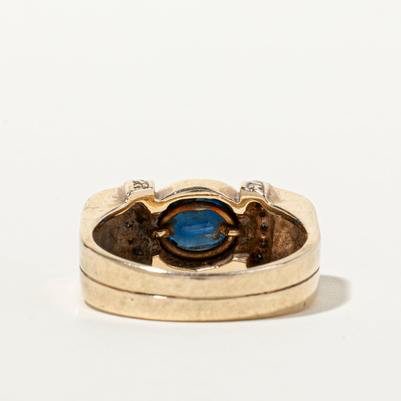 East West Bezel Set Sapphire & Diamond Ring | 1.24ct, 0.24ctw | SZ 10.5