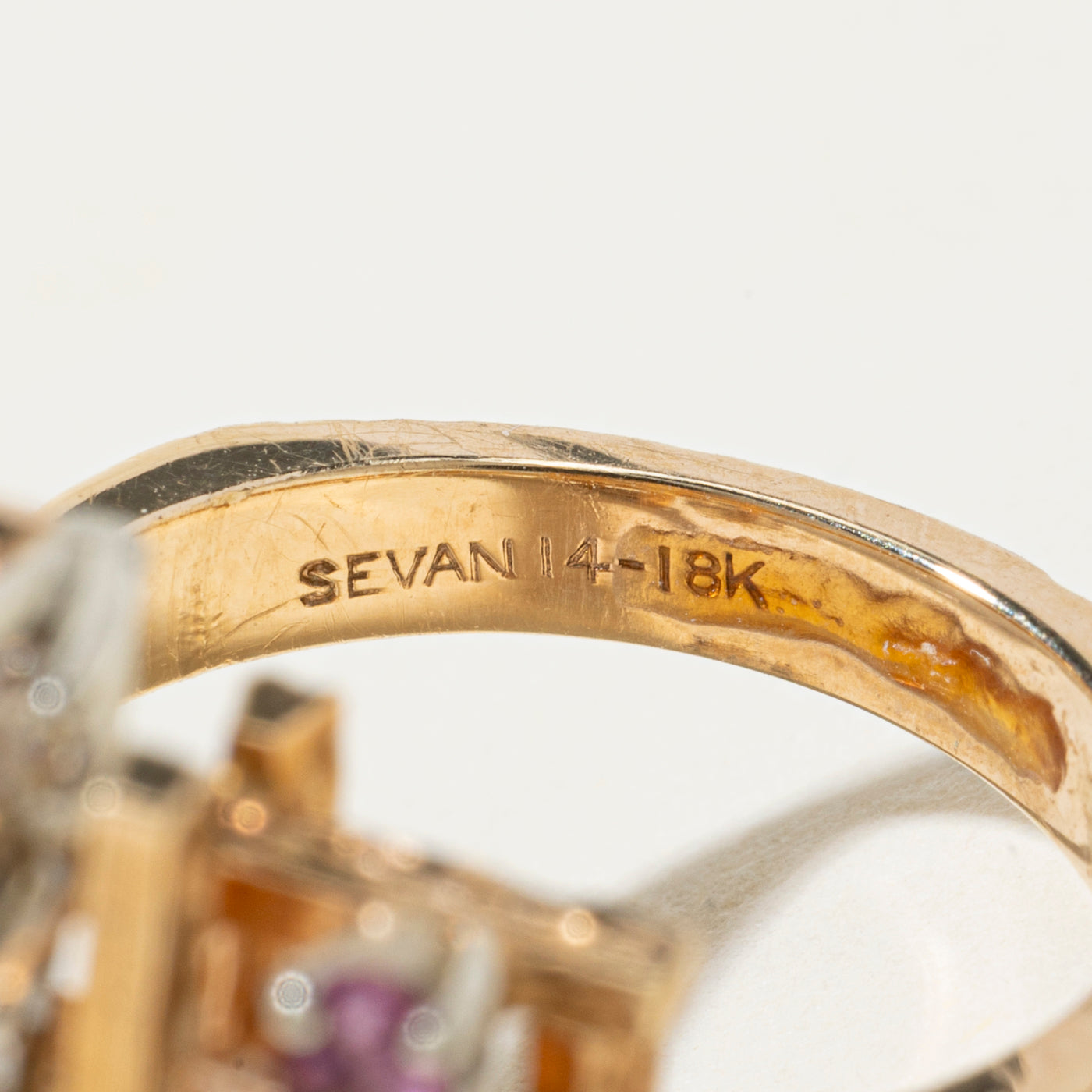 Old European Cut Diamond, Sapphire & Pink Sapphire Cocktail Ring | 0.35ctw, 0.56ctw | SZ 7