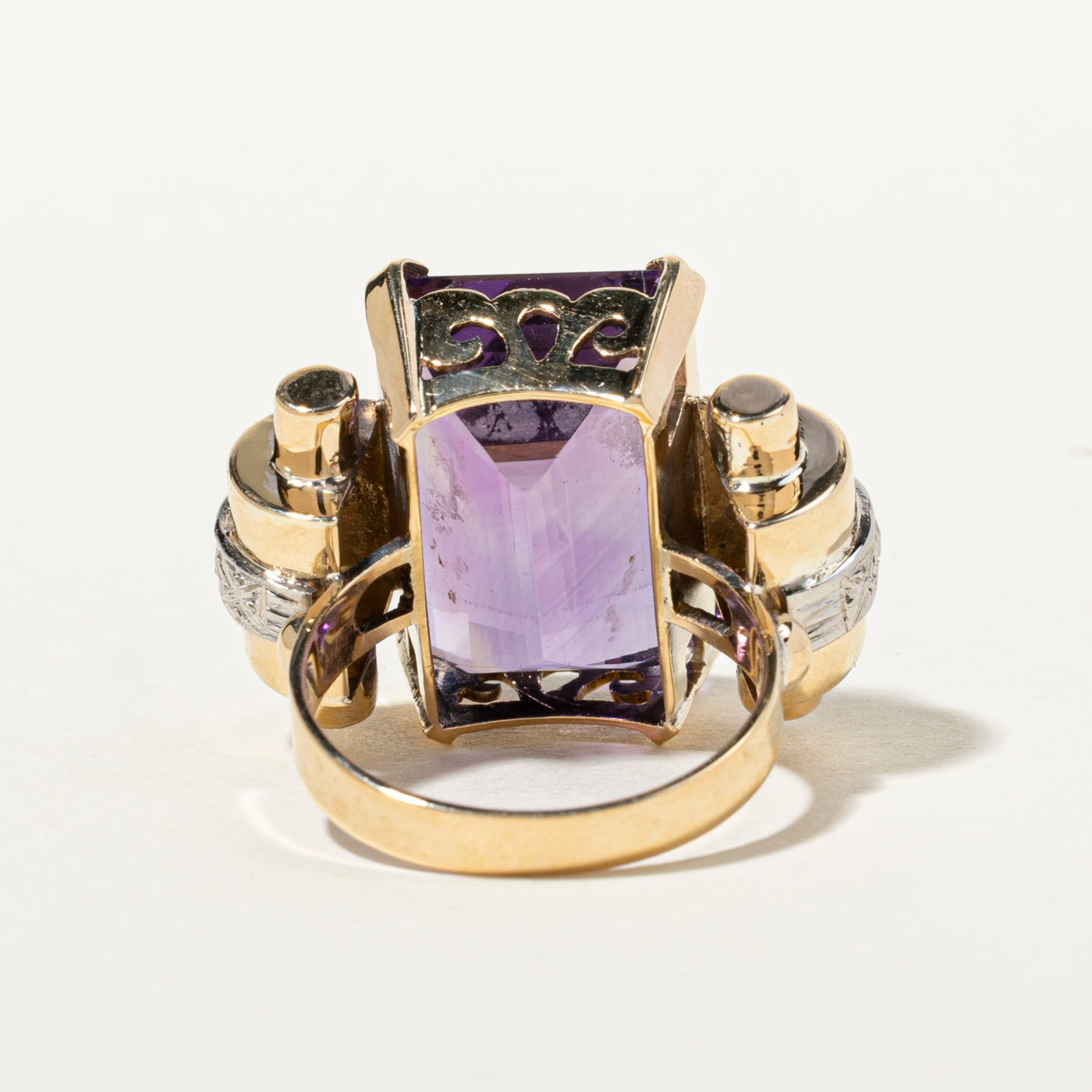 18k Amethyst & Rose Cut Diamond Cocktail Ring | 15.89ct, 0.18ctw | SZ 5.5