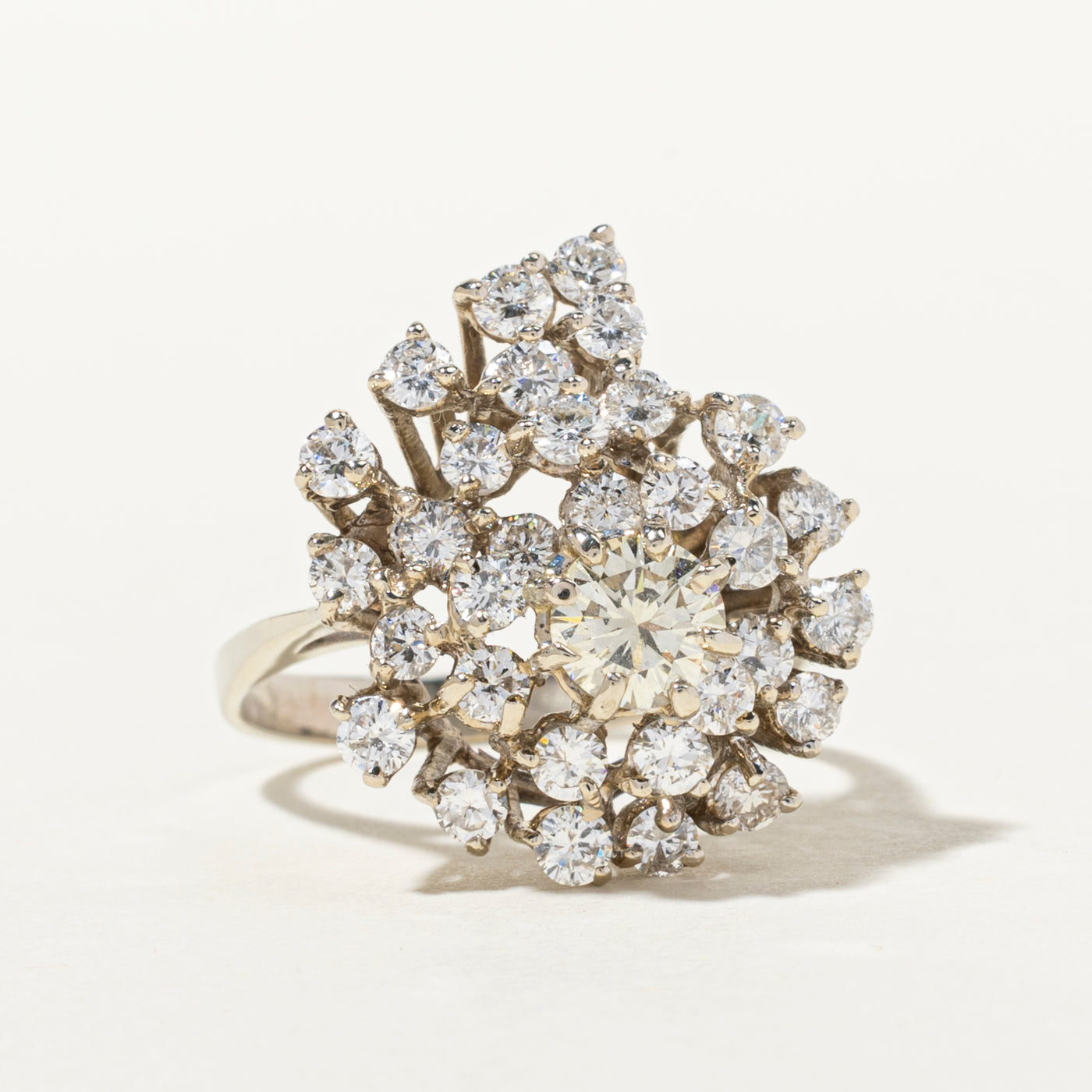 White Gold Diamond Cluster Cocktail Ring | 1.97ctw | SZ 7