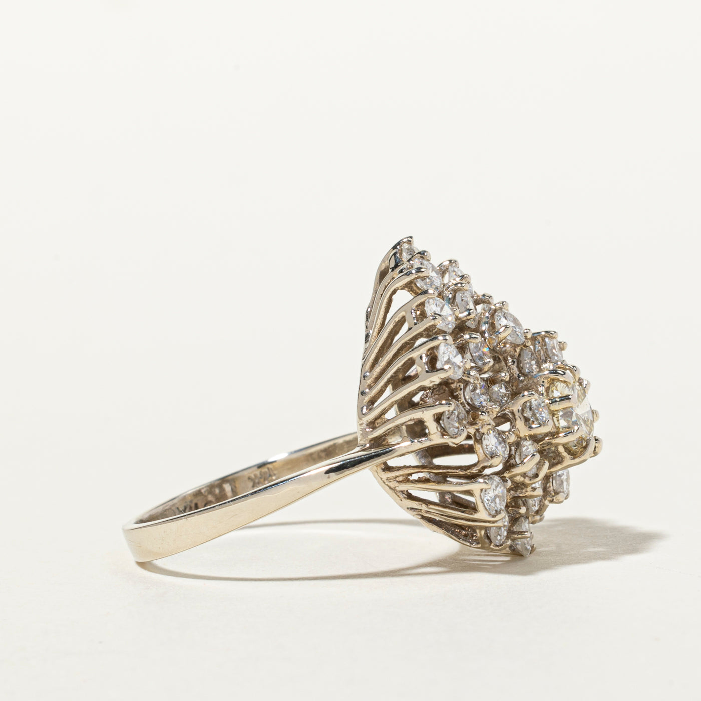 White Gold Diamond Cluster Cocktail Ring | 1.97ctw | SZ 7