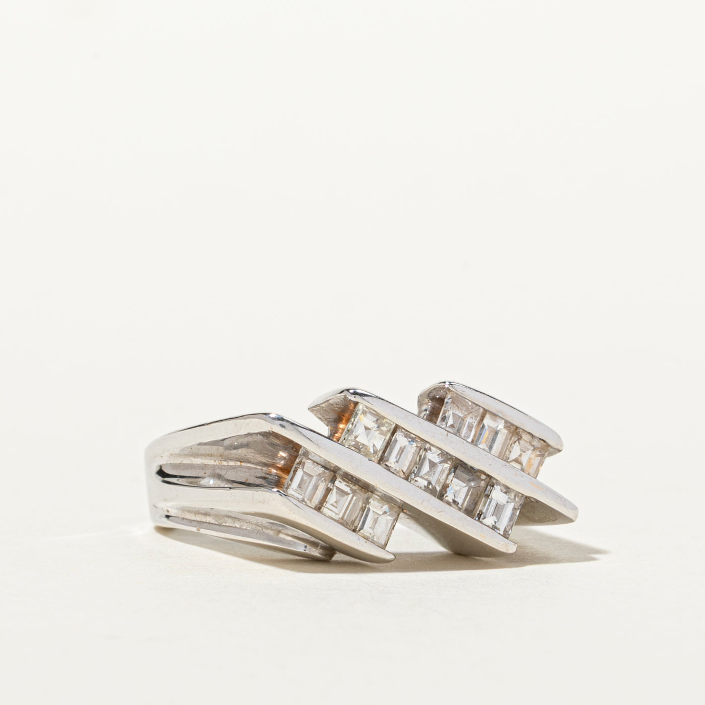 Square Cut Diamond Diagonal Column Ring | 0.76ctw | SZ 5