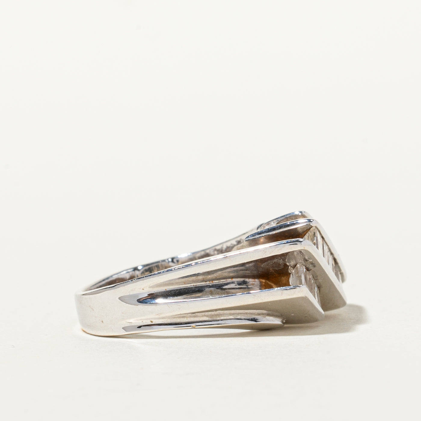 Square Cut Diamond Diagonal Column Ring | 0.76ctw | SZ 5