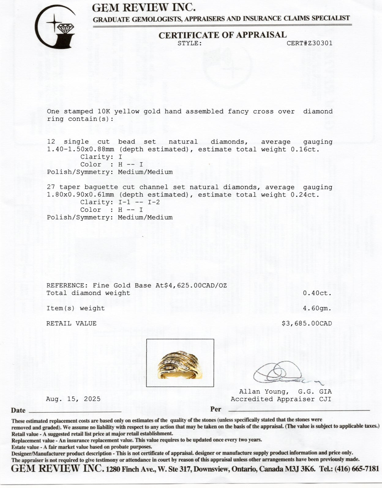 Channel Set Diamond Waterfall Ring | 0.40ctw | SZ 7