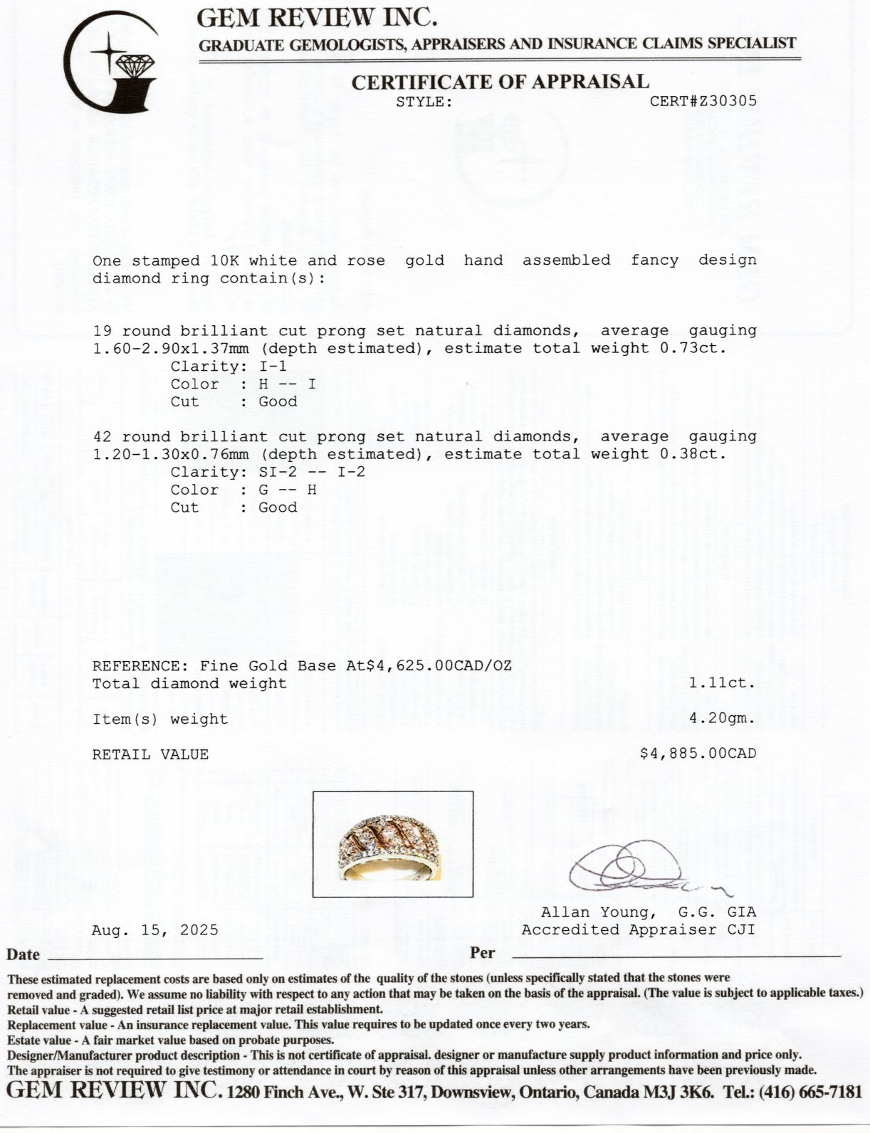 Two Tone Diagonal Diamond Wave Design Band | 1.11ctw | SZ 8