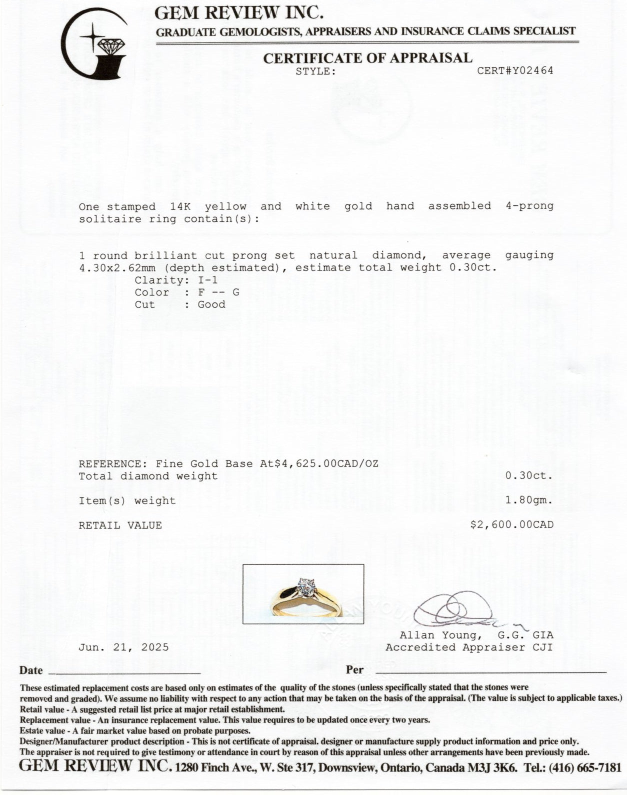 Solitaire Diamond Reverse Tapered Ring | 0.30ct | SZ 6.25