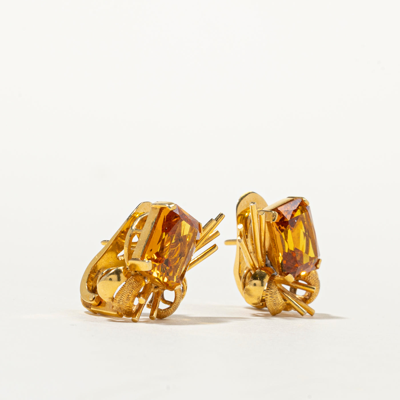 18k Brownish Orange Sapphire Stud Earring | 7.00ctw