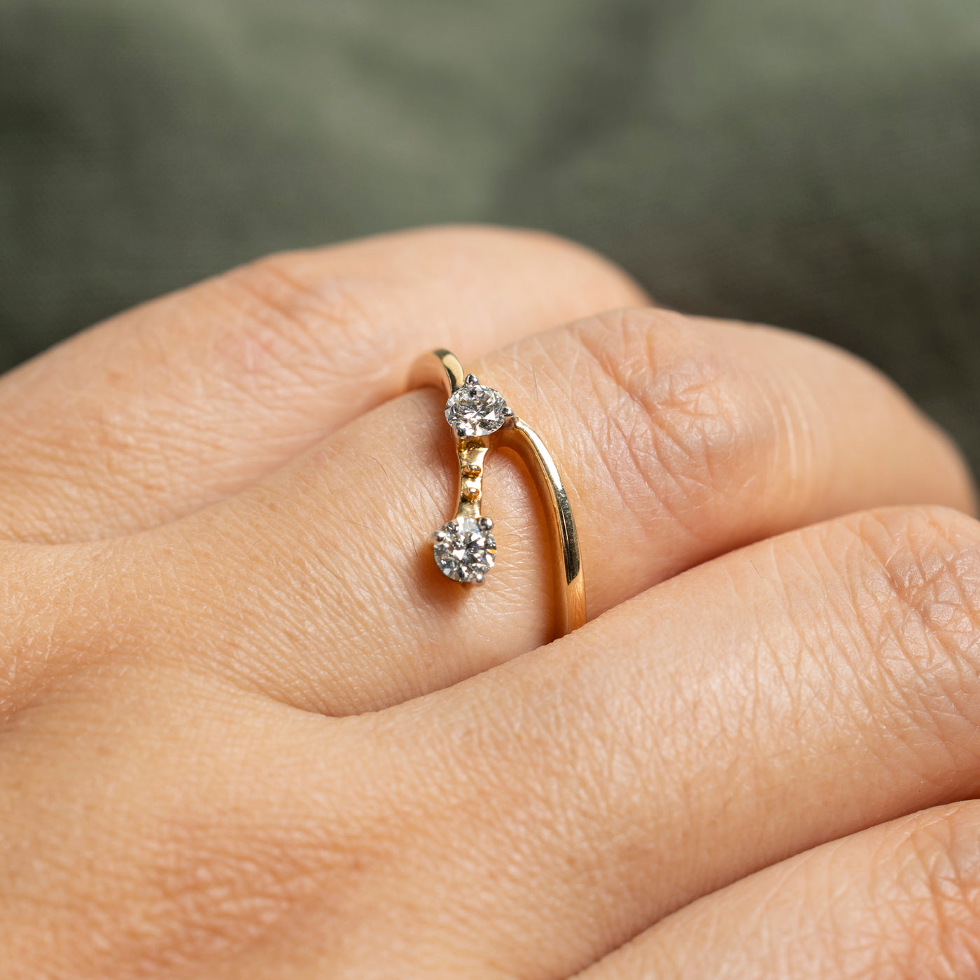 Two Stone Diamond Bypass Ring | 0.32ctw | SZ 7