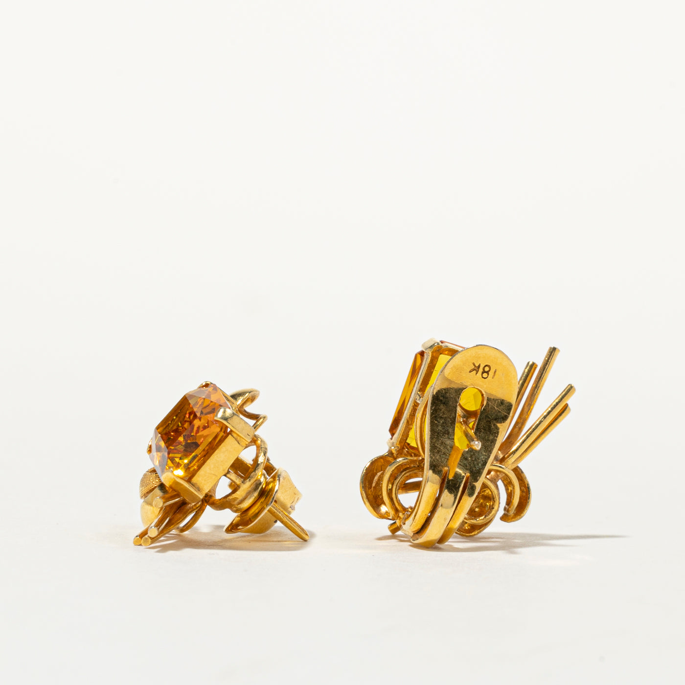 18k Brownish Orange Sapphire Stud Earring | 7.00ctw
