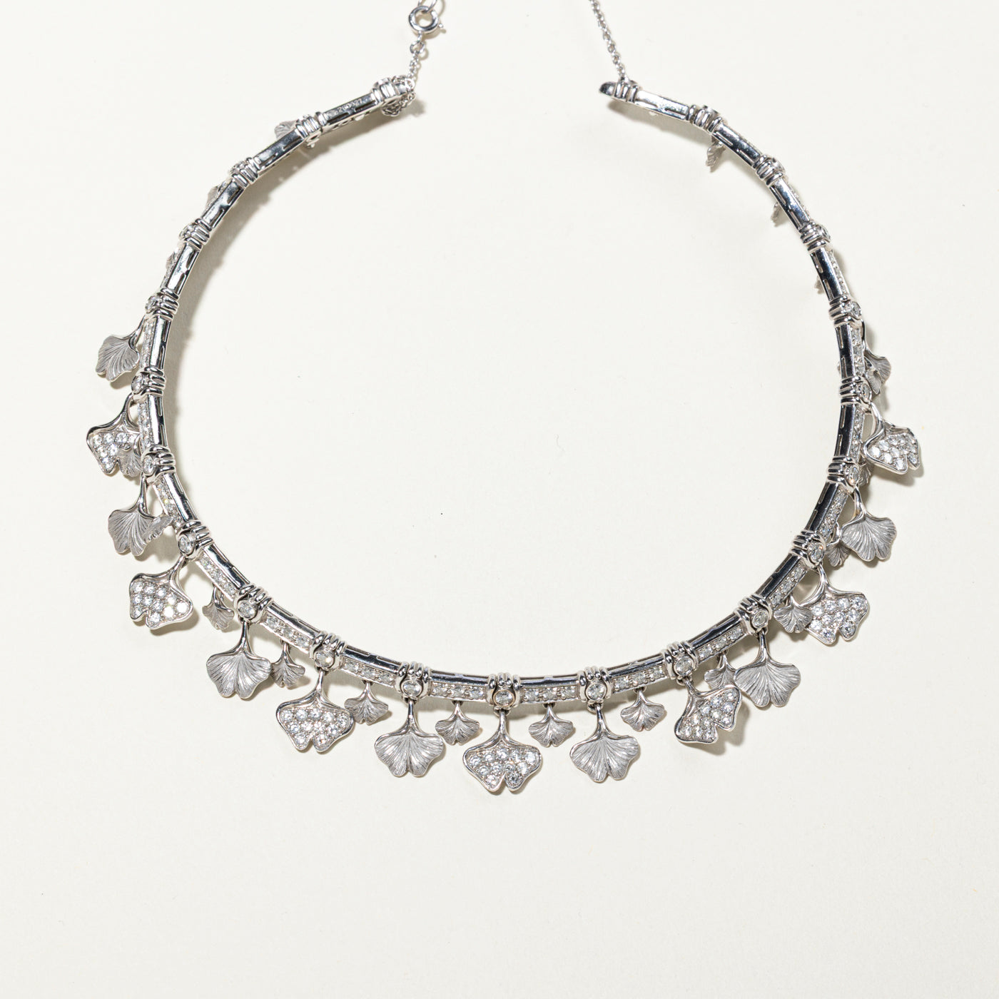 18k Gold Foliate Motif Diamond Collar Necklace | 6.49ctw