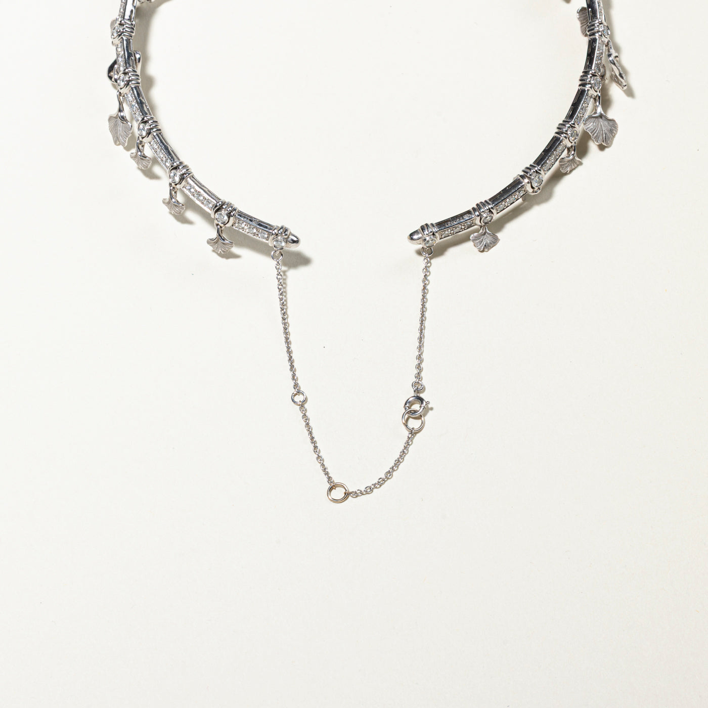 18k Gold Foliate Motif Diamond Collar Necklace | 6.49ctw