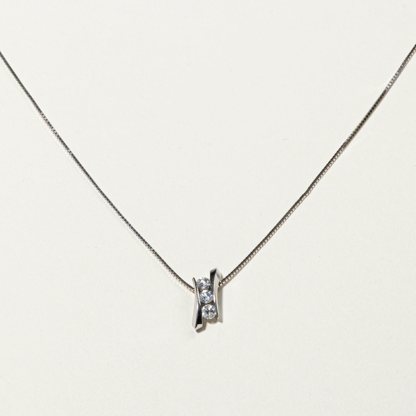 Channel Set Diamond Column Pendant Necklace | 0.44ctw | 20"