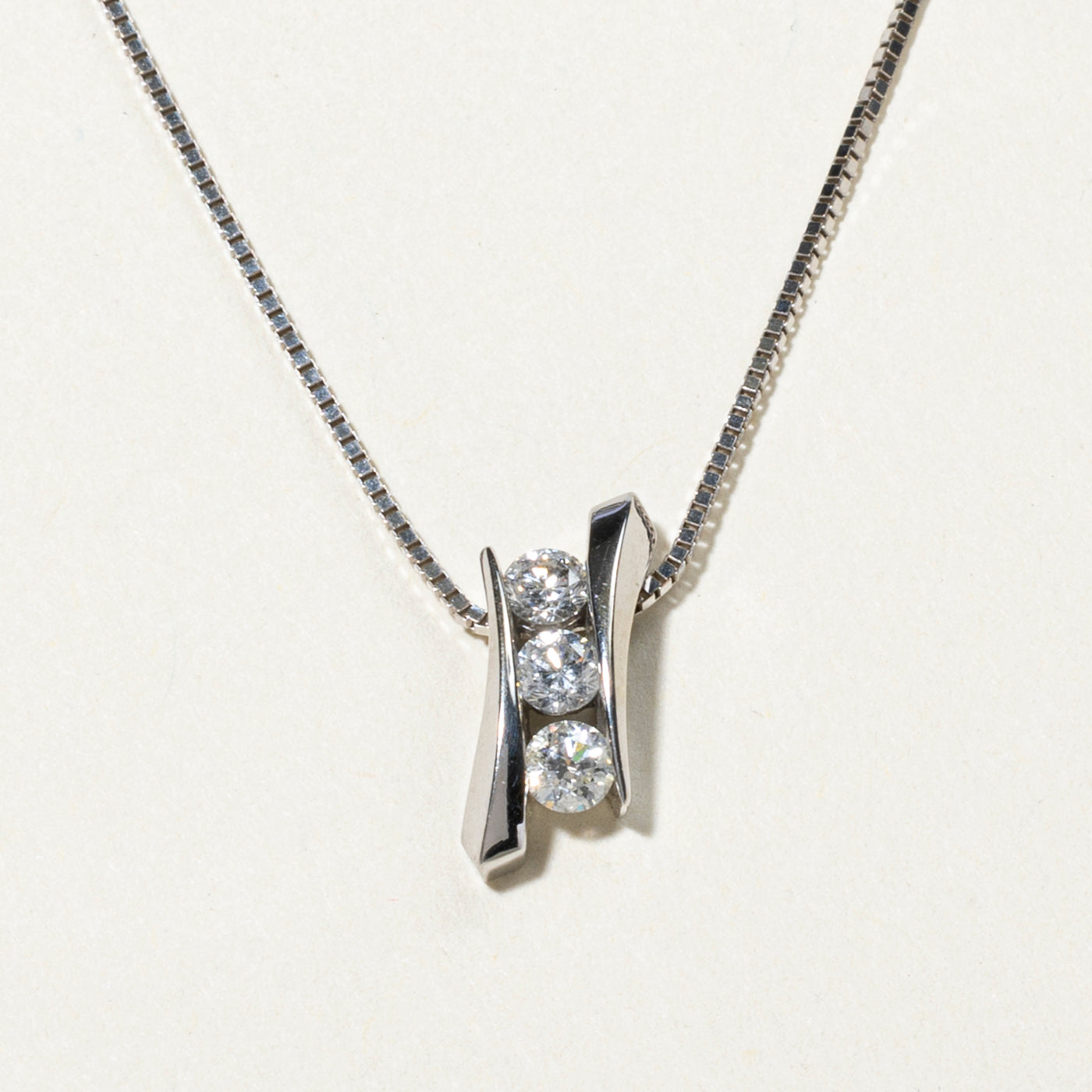 Channel Set Diamond Column Pendant Necklace | 0.44ctw | 20"